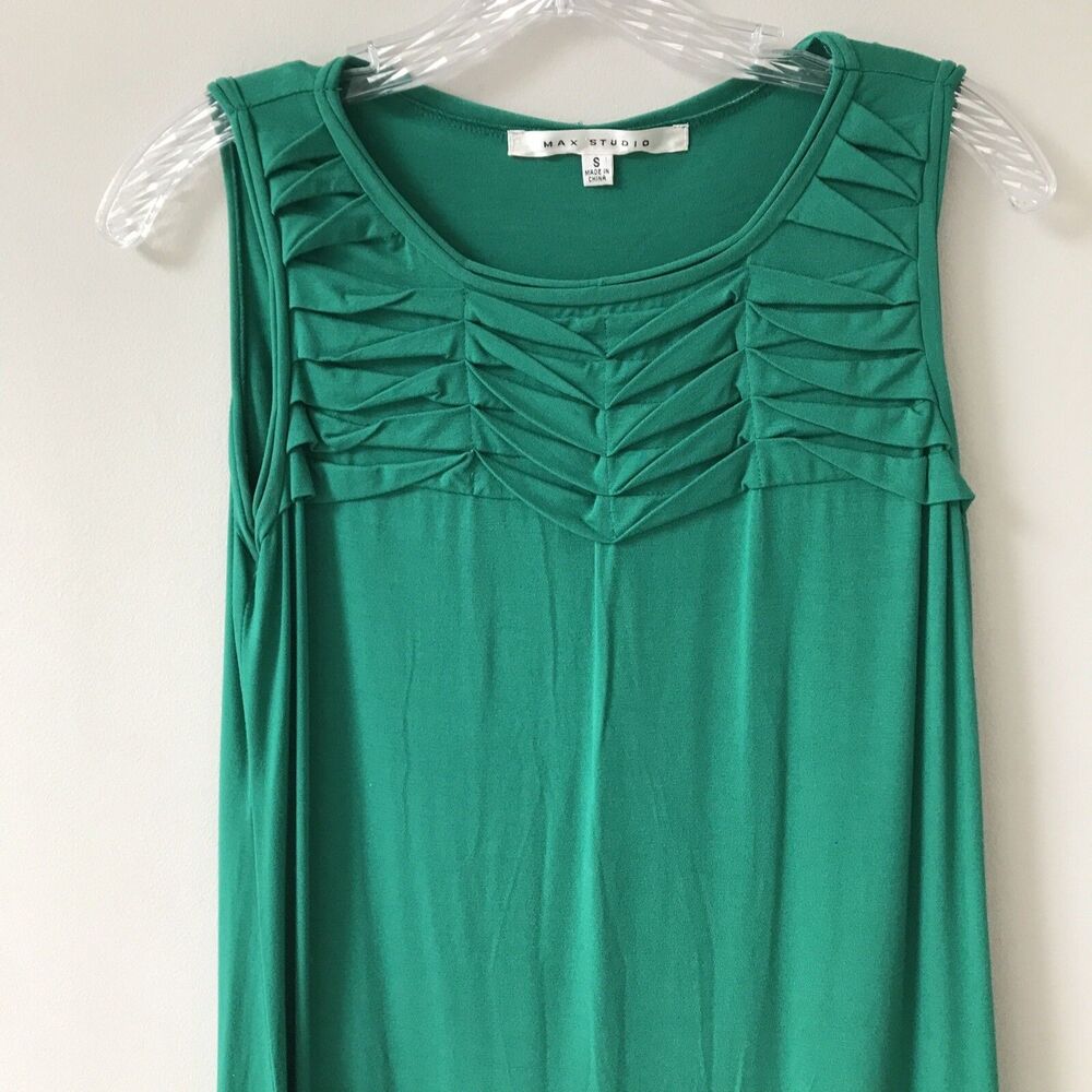 MAX STUDIO women’s sleeveless green stretch dress size small sundress - Picture 2 of 5